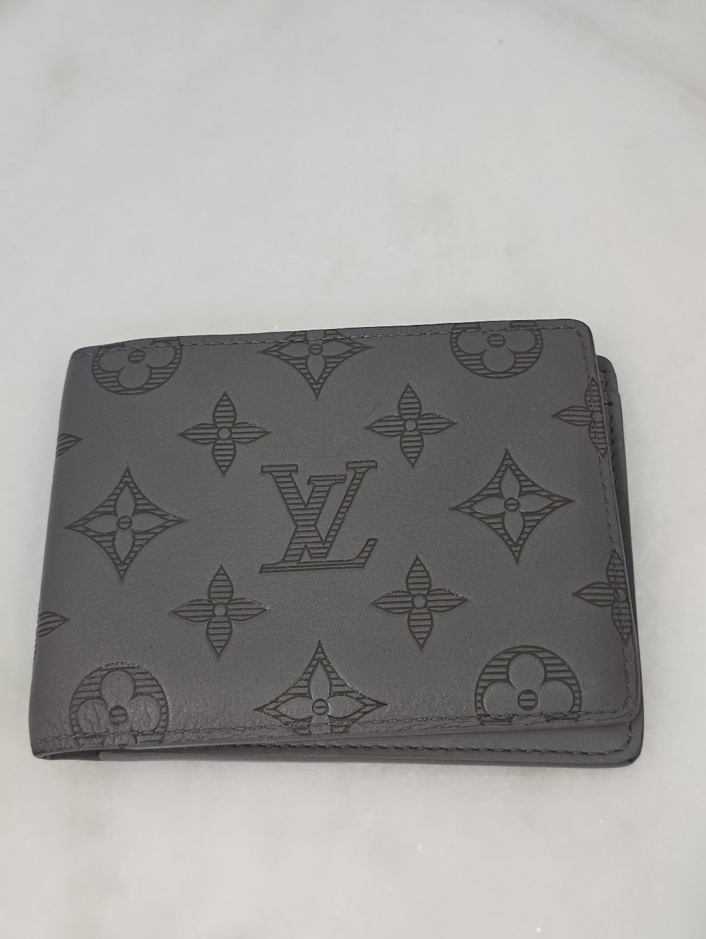 Louis Vuitton Multiple Wallet Men's Bi-Fold In Dark Gray Monogram Shadow M81383